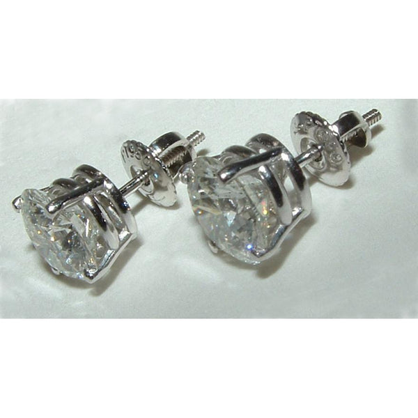 Round Brilliant Real Diamond Stud Post Women Earrings 5 Carat