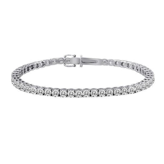 Round Brilliant Real Diamond Tennis Bracelet 5 Carats 14K White Gold