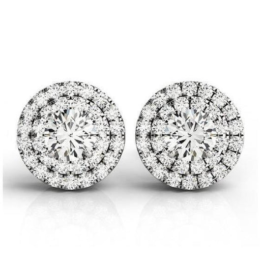 natural round diamond 2.10ct earring front view