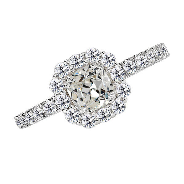 Round & Cushion Old Miner Diamond Natural Halo Ring Gold Jewelry 5 Carats