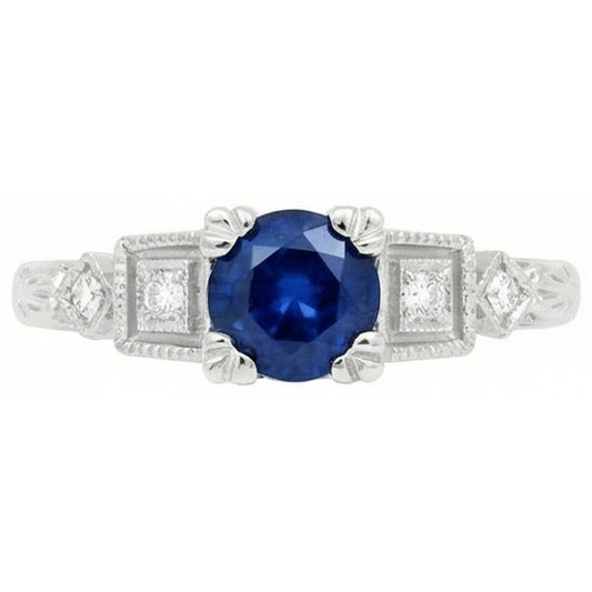 natural round sapphire 1.65ct ring side angle