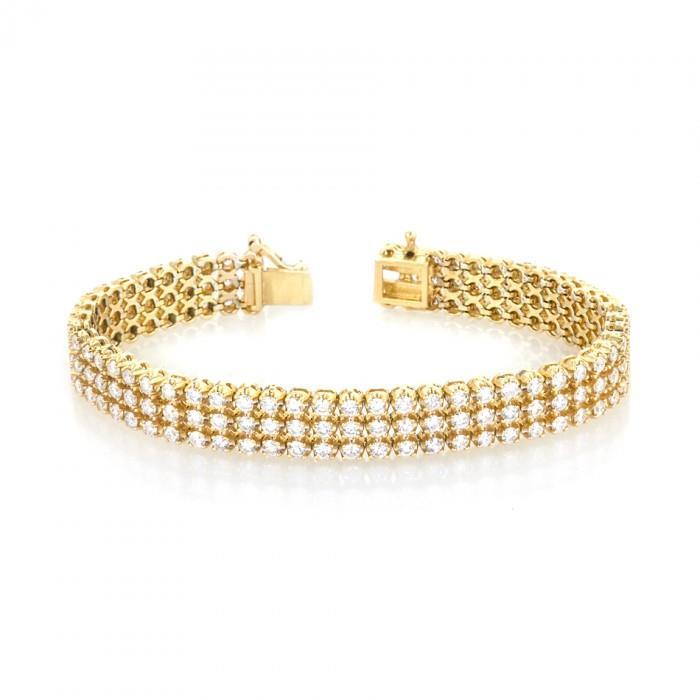 Round Cut 14 Carats Real Diamonds Men's Bracelet Gold Yellow 14K New