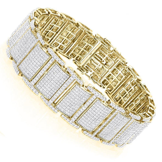 Round Cut 19 Carats Natural Diamond Men's Ice Out Gold 14K Bracelet