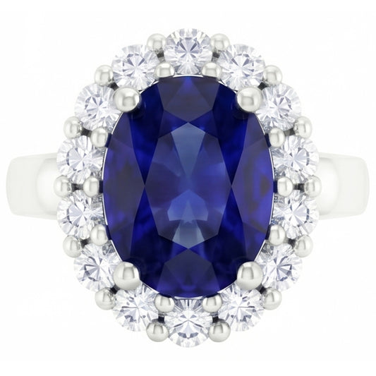 Round Cut 2.50 Ct Sri Lankan Sapphire And Natural Earth Mined DIAMOND ( NOT LAB GROWN )s Ring White Gold 14K