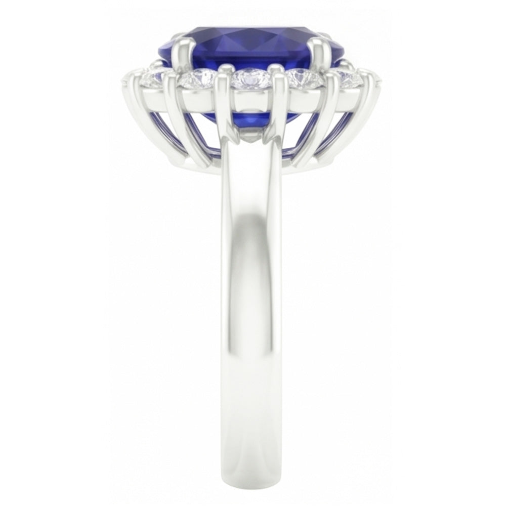 Round Cut 2.50 Ct Sri Lankan Sapphire And Natural Earth Mined DIAMOND ( NOT LAB GROWN )s Ring White Gold 14K