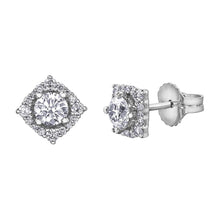 Round Cut 2.60 Carats Real Diamonds Lady Studs Halo Earrings White Gold 14K