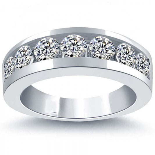 Round Cut 2.80 Carats Real Diamond Women Wedding Band White Gold 14K