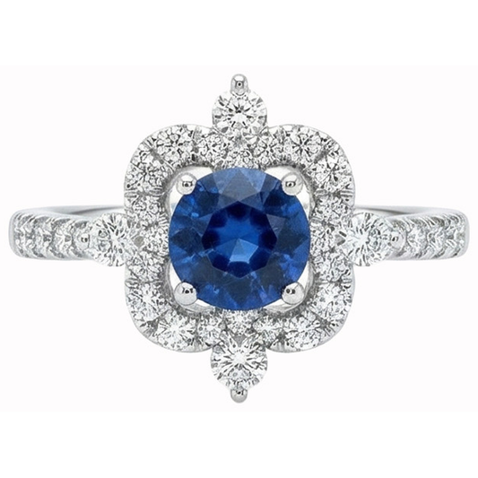 Round Cut 4.30 Ct Sri Lanka Blue Sapphire Natural Earth Mined DIAMOND ( NOT LAB GROWN )s Fancy Ring