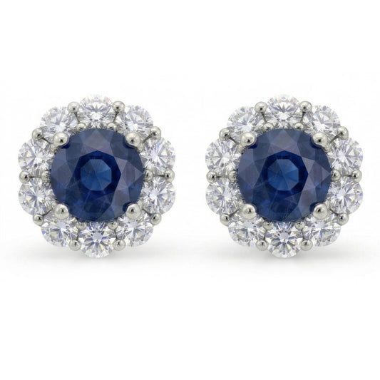 natural round sapphire 4.50ct earring front view