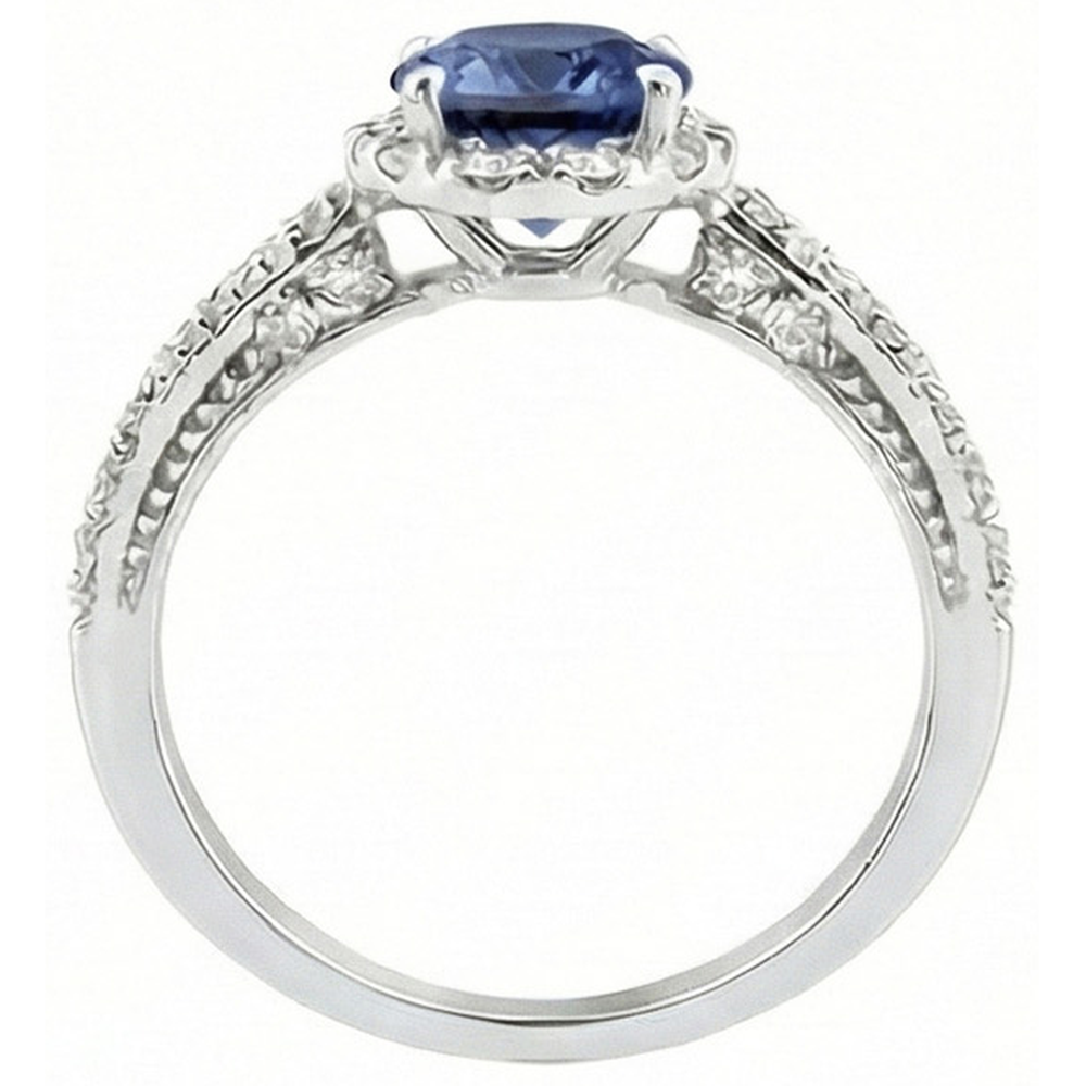 natural round sapphire 4ct ring on white background