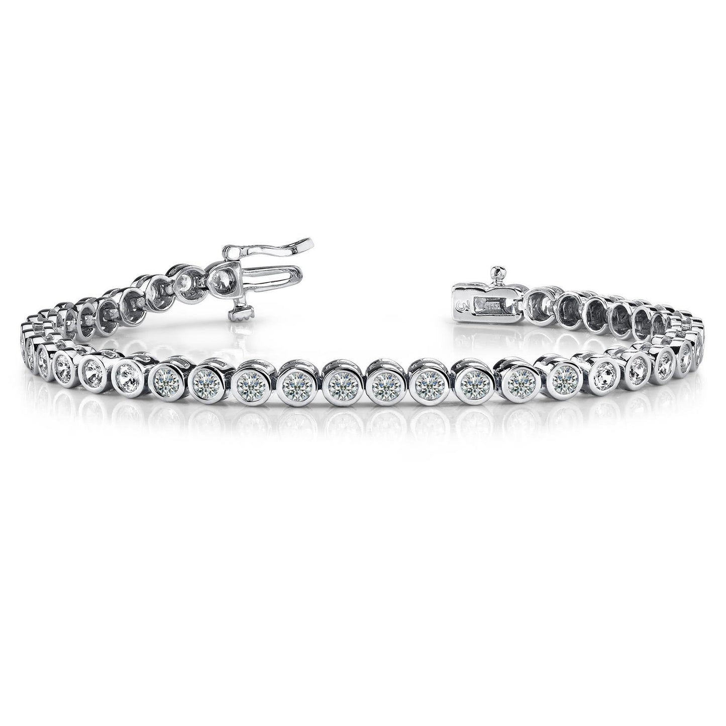 Round Cut 4.55 Carats Genuine Diamond Tennis Bracelet White Gold 14K