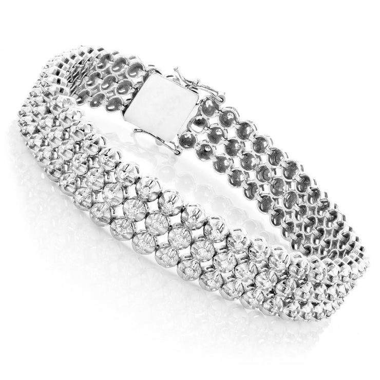 Round Cut 5.30 Carats Real Diamond Men's Bracelet White Gold 14K