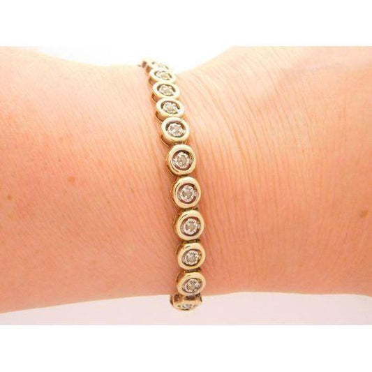 Round Cut 6 Carat Genuine Diamond Ladies Tennis Bracelet Yellow Gold 14K