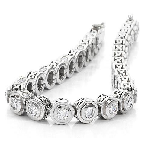 Round Cut 7 Carats Natural Diamond Tennis Bracelet White Gold Fine Jewelry