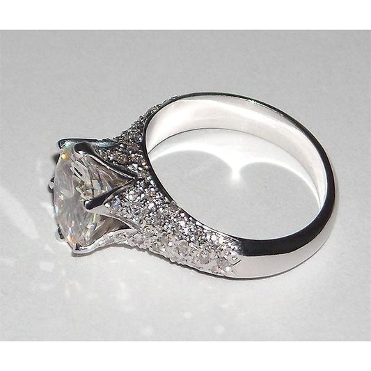 Round Cut Genuine Diamond Engagement Women Ring 2.75 Carats