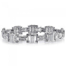 Round Cut Genuine Diamond Men's Bracelet Solid White Gold 7 Ct