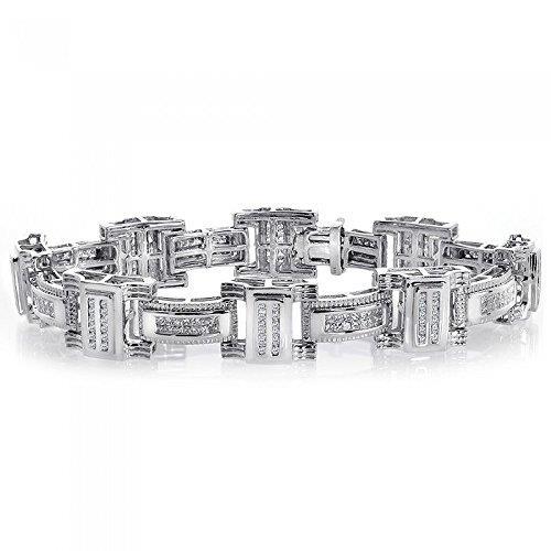Round Cut Genuine Diamond Men's Bracelet Solid White Gold 7 Ct