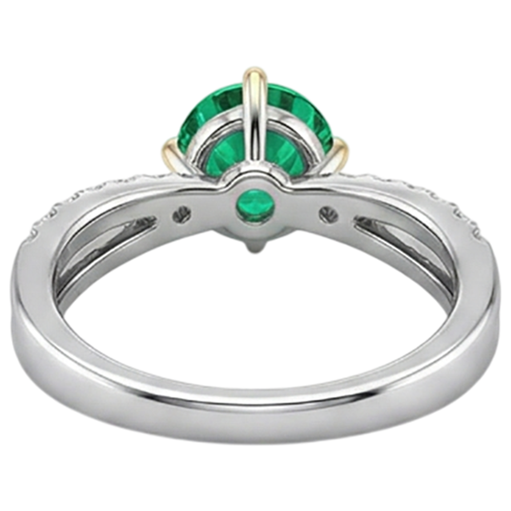 Colombian Emerald Gemstone Ring 2.50-ct Two-Tone 14K Gold – back view