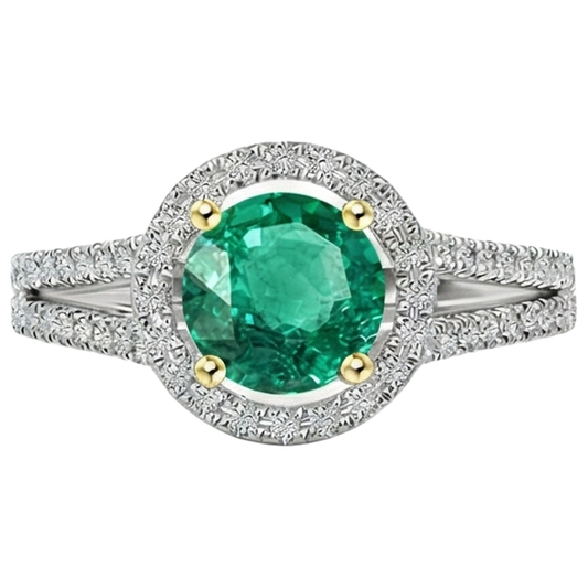 Authentic Colombian Emerald Gemstone Ring – front view