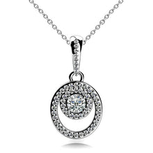 Round Cut Real Diamond Circle & Oval Shaped Pendant Necklace 7.50 Ct WG 14K