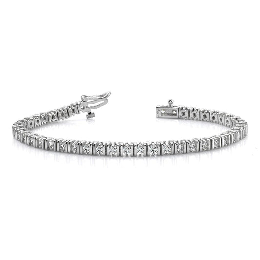 Round Cut Sparkling 4 Carats Real Diamonds Tennis Bracelet White Gold 14K