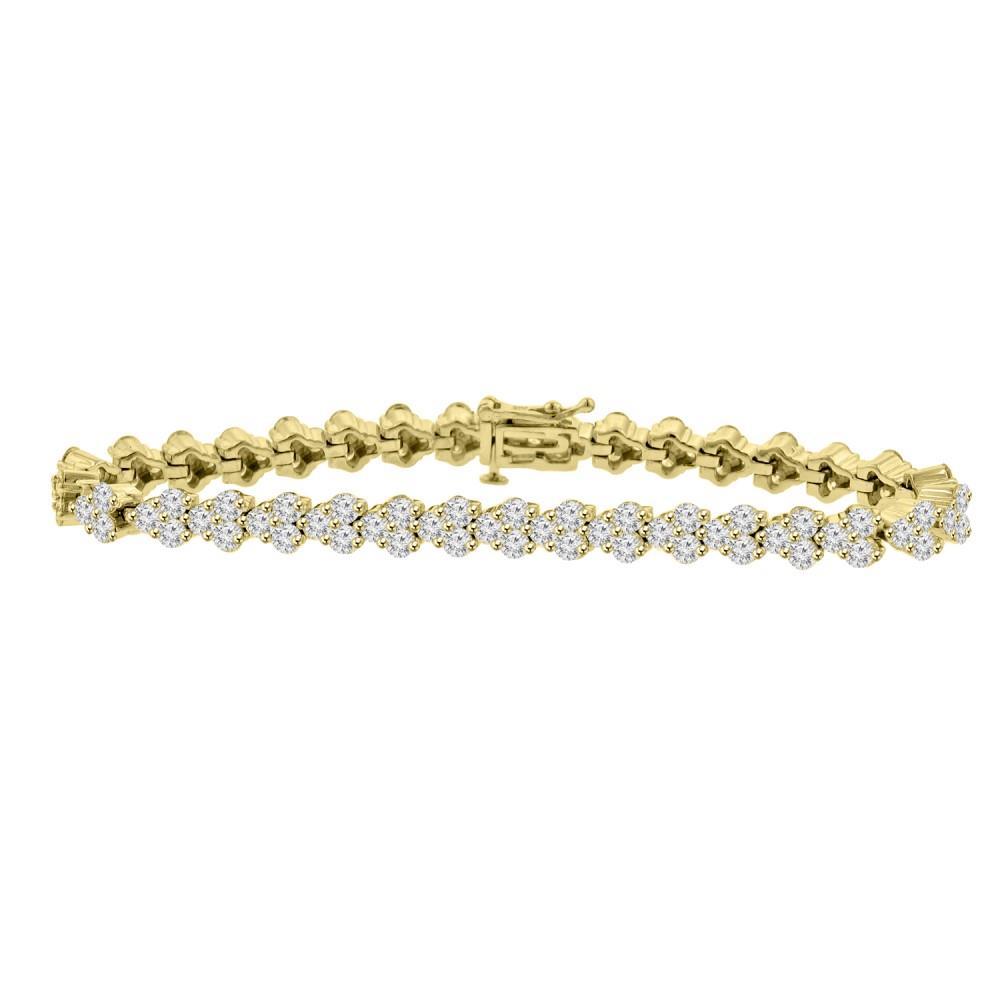 Round Cut Sparkling 5 Carats Genuine Diamonds Ladies Bracelet YG 14K