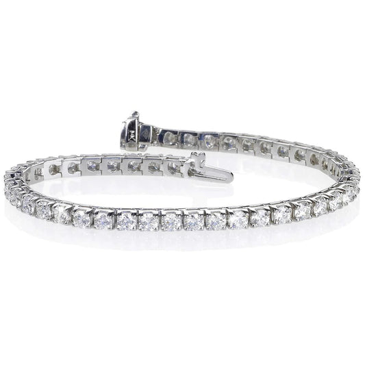 Round Cut Sparkling Natural Diamonds Bracelet WG 14K 7.65 Carats