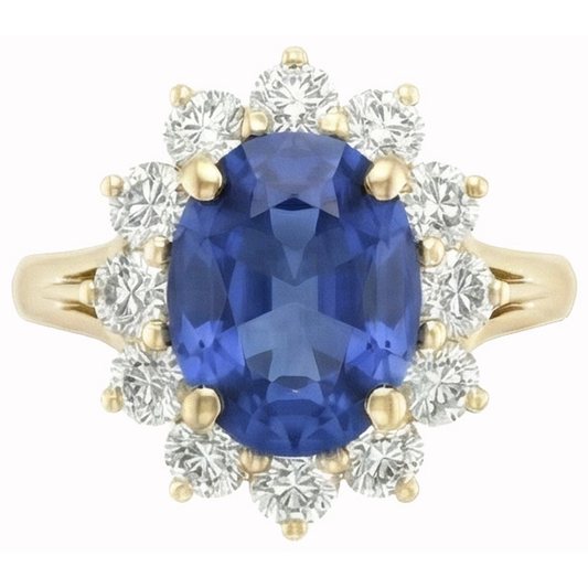 Round Cut Sri Lanka Blue Sapphire Natural Earth Mined DIAMOND ( NOT LAB GROWN )s 3 Ct Ring