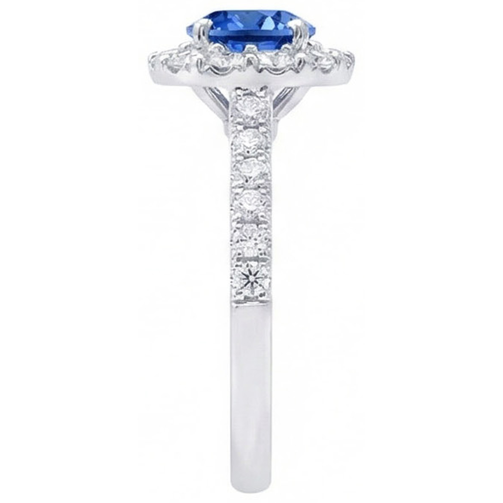 Round Cut Sri Lanka Sapphire Natural Earth Mined DIAMOND ( NOT LAB GROWN ) Ring Gold 14K 1.50 Carats
