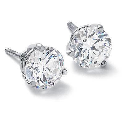 Round Diamond Stud Earrings Women Fine White Gold Jewelry 2 Ct.