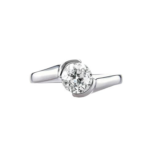 natural round diamond 1ct ring front view