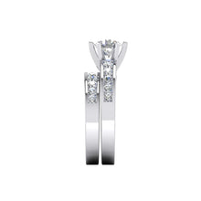Round Euro Shank Real Diamond Engagement Ring With Accents WG 14K5