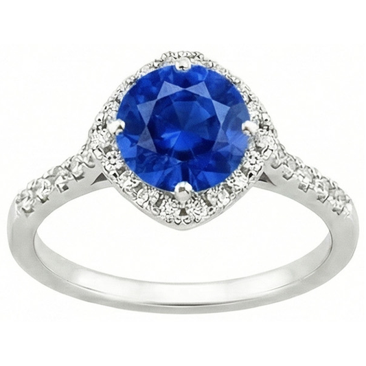 Round Gemstone From Sri Lanka Halo Ring