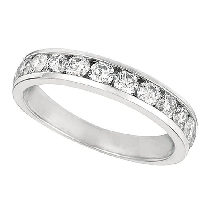 Round Diamond Channel Set Jewelry Band 2.40 Carats White Gold 14K