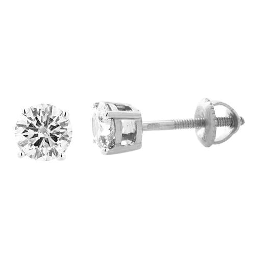 Round Genuine Diamond Cut Stud Earring 3.50 Ct. White Gold Jewelry