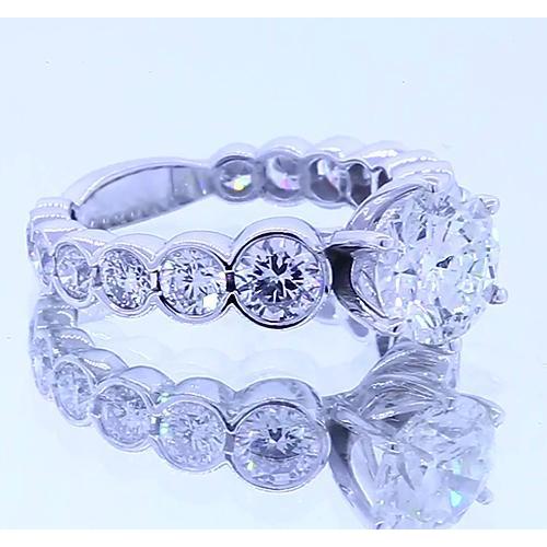 Round Genuine Diamond Engagement Ring 3.50 Carats 6 Prong White