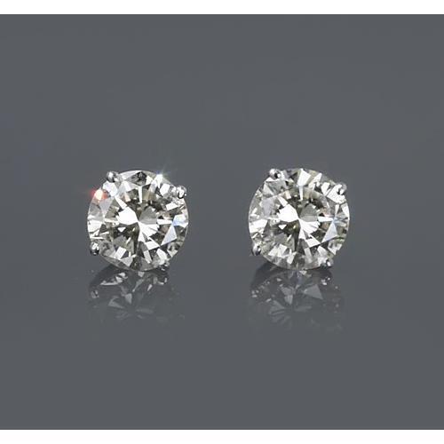 Round Genuine Diamond Stud Earring 2 Carats