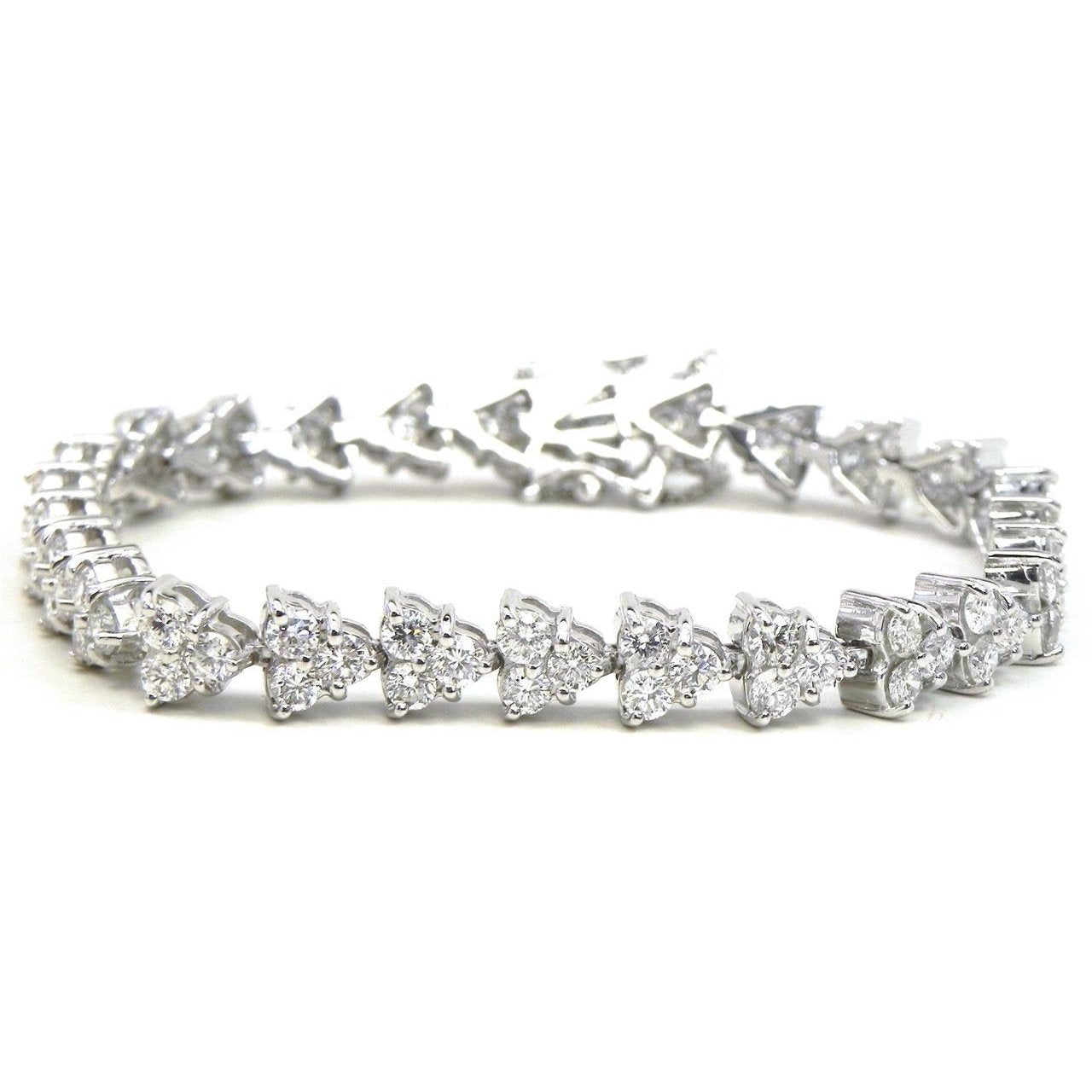 Round Genuine Diamond Tennis Bracelet 9.72 Carats White Gold 14K Jewelry