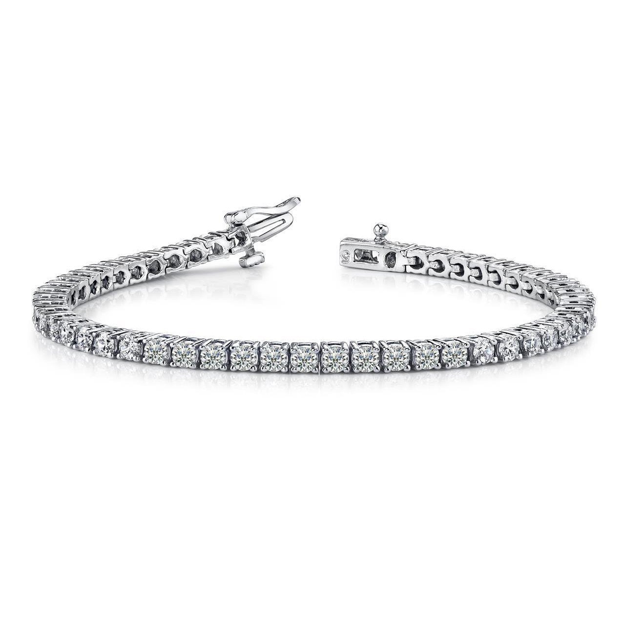 Round Genuine Diamond Tennis Bracelet Gorgeous 5.30 Ct Prong Set White Gold