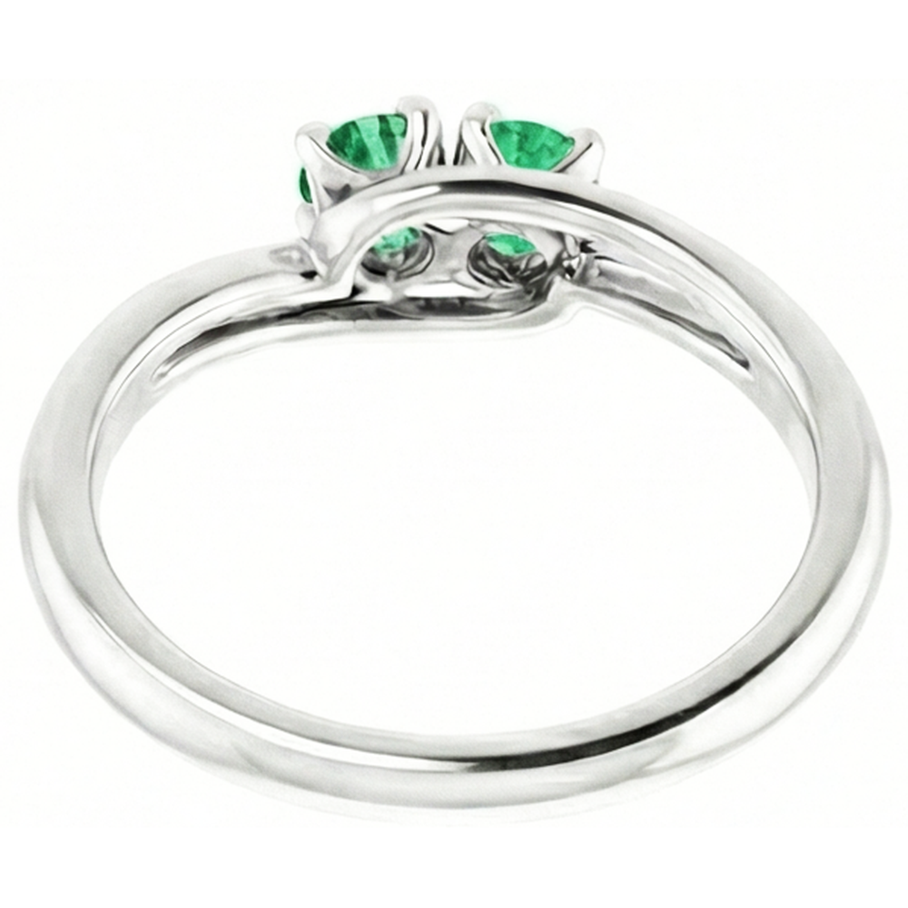 Round Green Emerald Bypass Setting Ring 1.60 Carats White Gold 14K