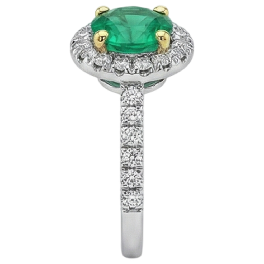Emerald Gemstone Ring 2.50-ct 14 Karat Two Tone Gold – back view
