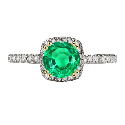 Emerald Precious Stone Ring 2.50-ct Two-Tone 14K Gold – main view