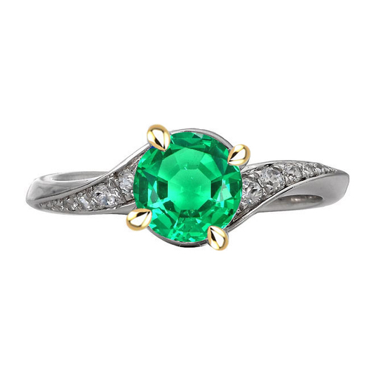 Colored Stone Ring 14 Karat Two Tone Gold with Emerald – main view