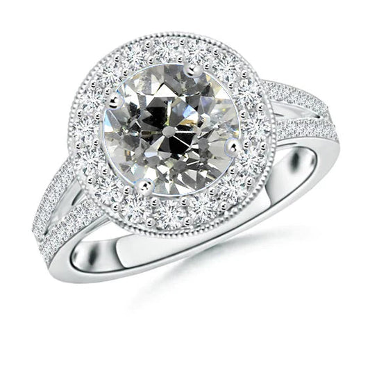 natural round diamond 3.50ct ring front view