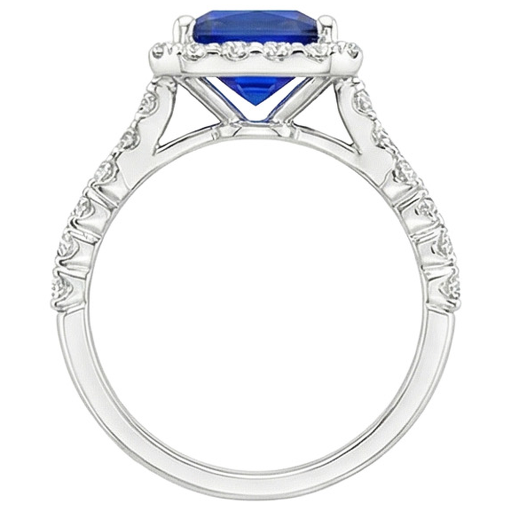 natural round sapphire 4.50ct ring on white background