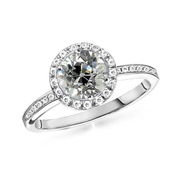 natural round diamond 2ct ring front view