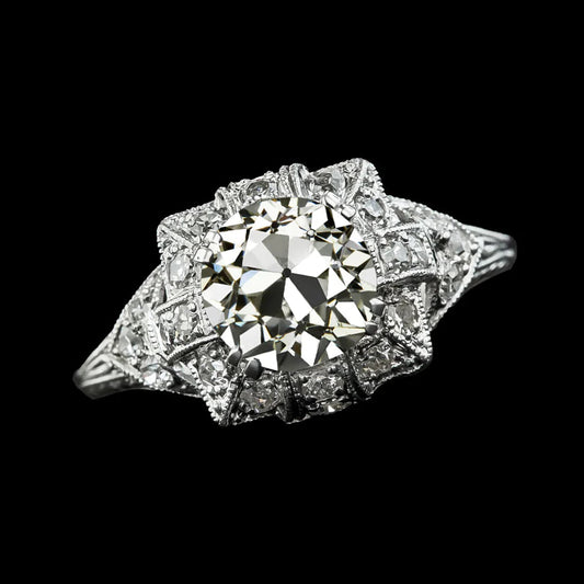 natural round diamond 3.75ct ring front view