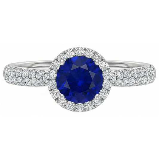 natural round sapphire 3ct ring side angle