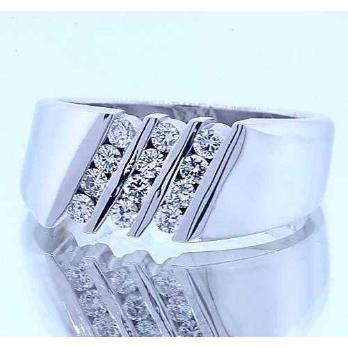 Round Natural Diamond Anniversary Band Thick Shank White Gold 14K