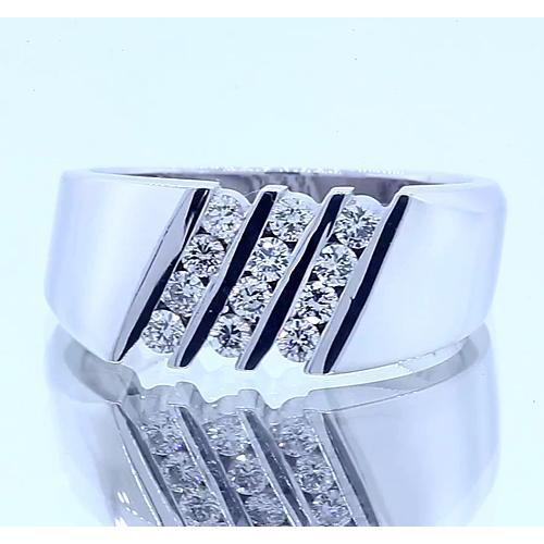 Round Natural Diamond Anniversary Band Thick Shank White Gold 14K 1.20 Carats